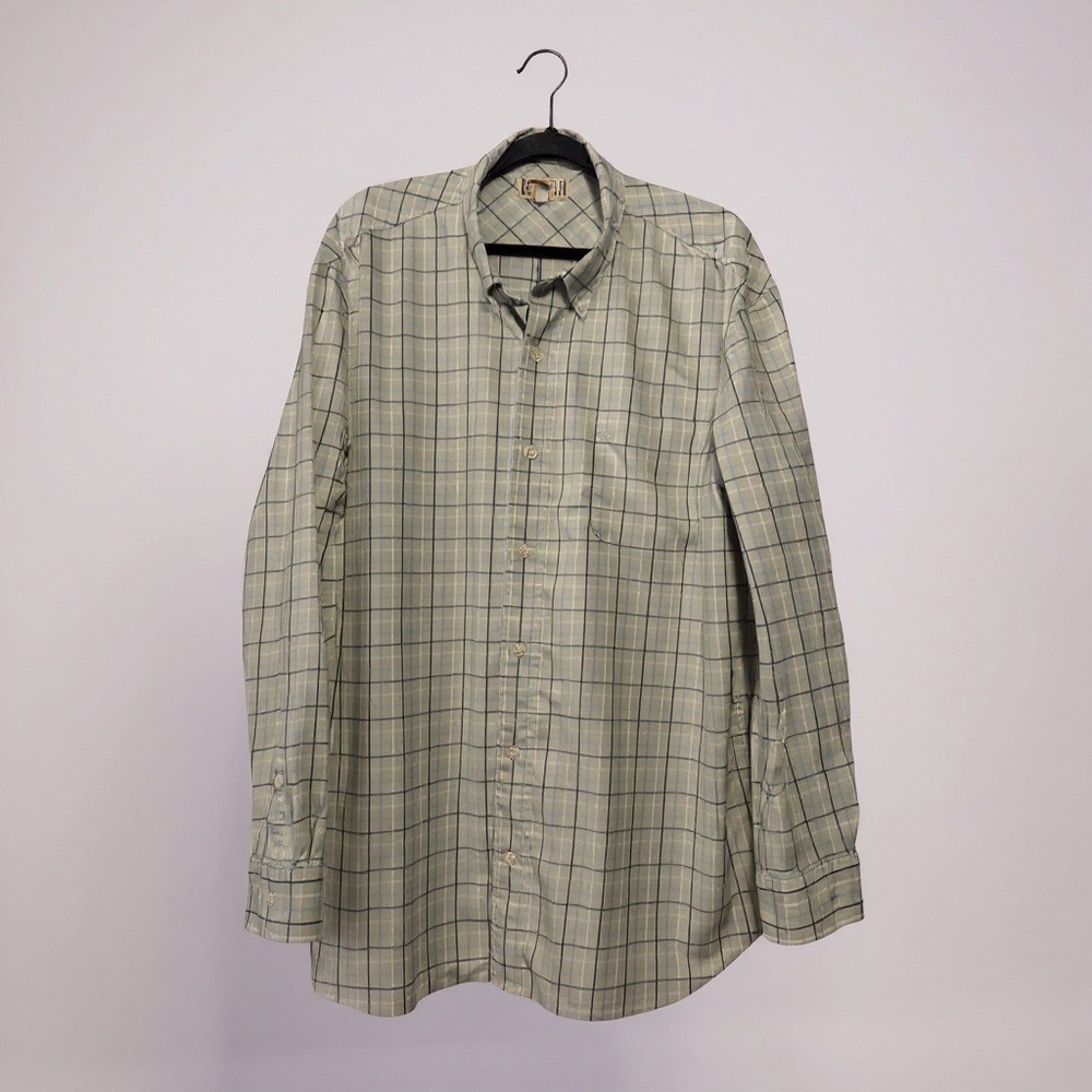 Duluth Trading Co Mens 2XL‎ Button Down Long Sleeve Plaid Shirt Nylon Spandex